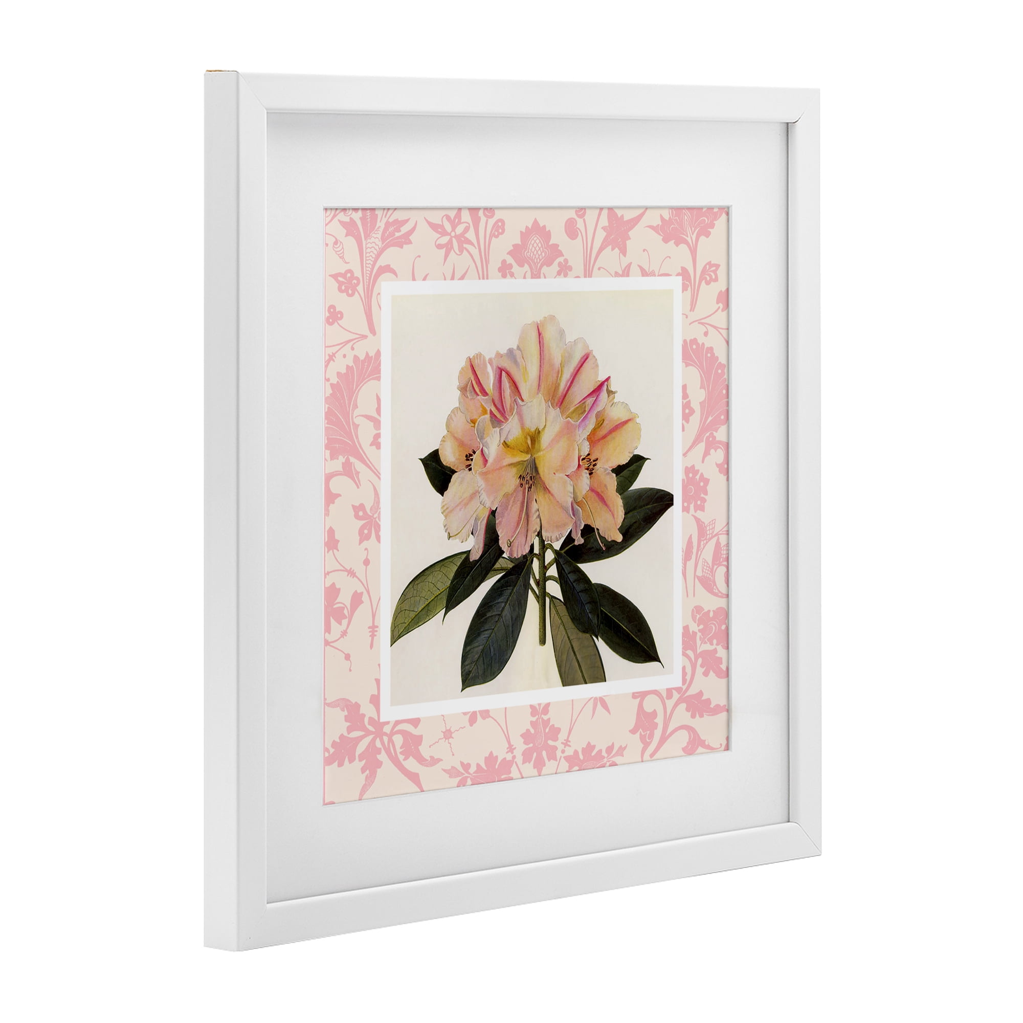 Stupell Industries Pink Vintage Pattern Botanical White Framed Print Under Glass, design by Livi Finn