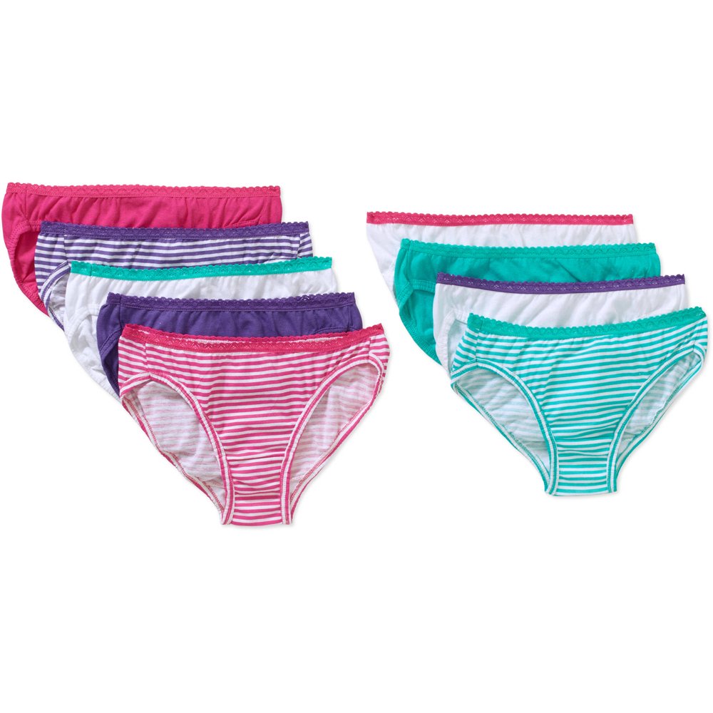 Hanes Hanes Girls Lace Waist Bikini Underwear, 9 Pack Panties (Little