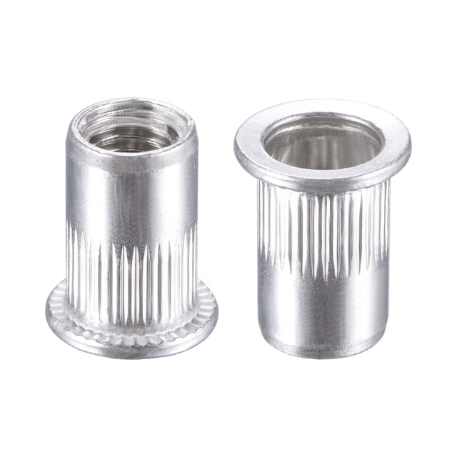 Unique Bargains M8 Rivet Nuts Aluminium Alloy Knurled Flat Head Threaded Insert Nut Silver 25 pcs