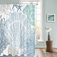 thumbnail image 3 of Fabric Shower Curtain, Summer Ocean Seashell and Coral Blue Bathroom Curtain with 12 Hooks Waterproof No Bad Odor Machine Washable Bath Curtains for Bathroom, Spa Room, 72"x78", 3 of 6