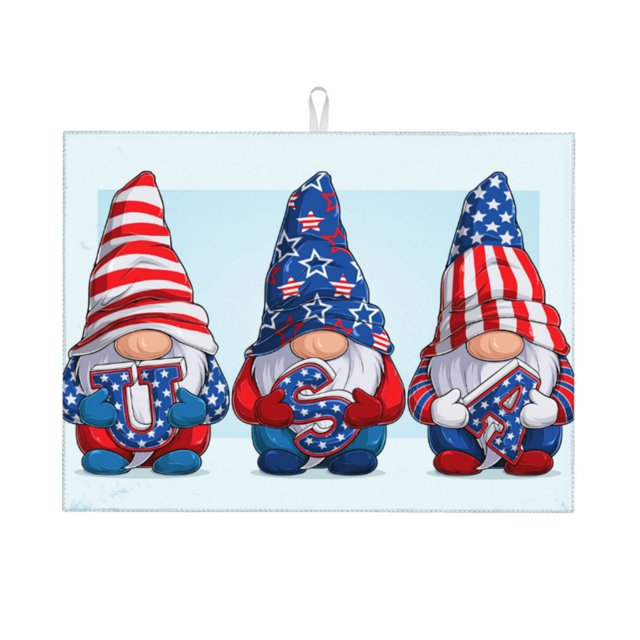 Fotbe Cute Gnomes in USA1 Alfombrilla de Secado para Cocina con Estampado, 18x24 Pulgadas
