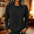 thumbnail image 6 of Enjoytime Fall Tops for Women Crew Neck Long Sleeve Basic Tees Solid Color Trendy Soft Casual Work Shirts, 6 of 7