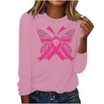 thumbnail image 2 of VKOYWKM Breast Cancer Awareness T-Shirts for Women Breast Cancer Pink Ribbon T-Shirt Long Sleeve Crew Neck Breast Cancer Tops Fall Cancer Survivor Shirt, 2 of 5