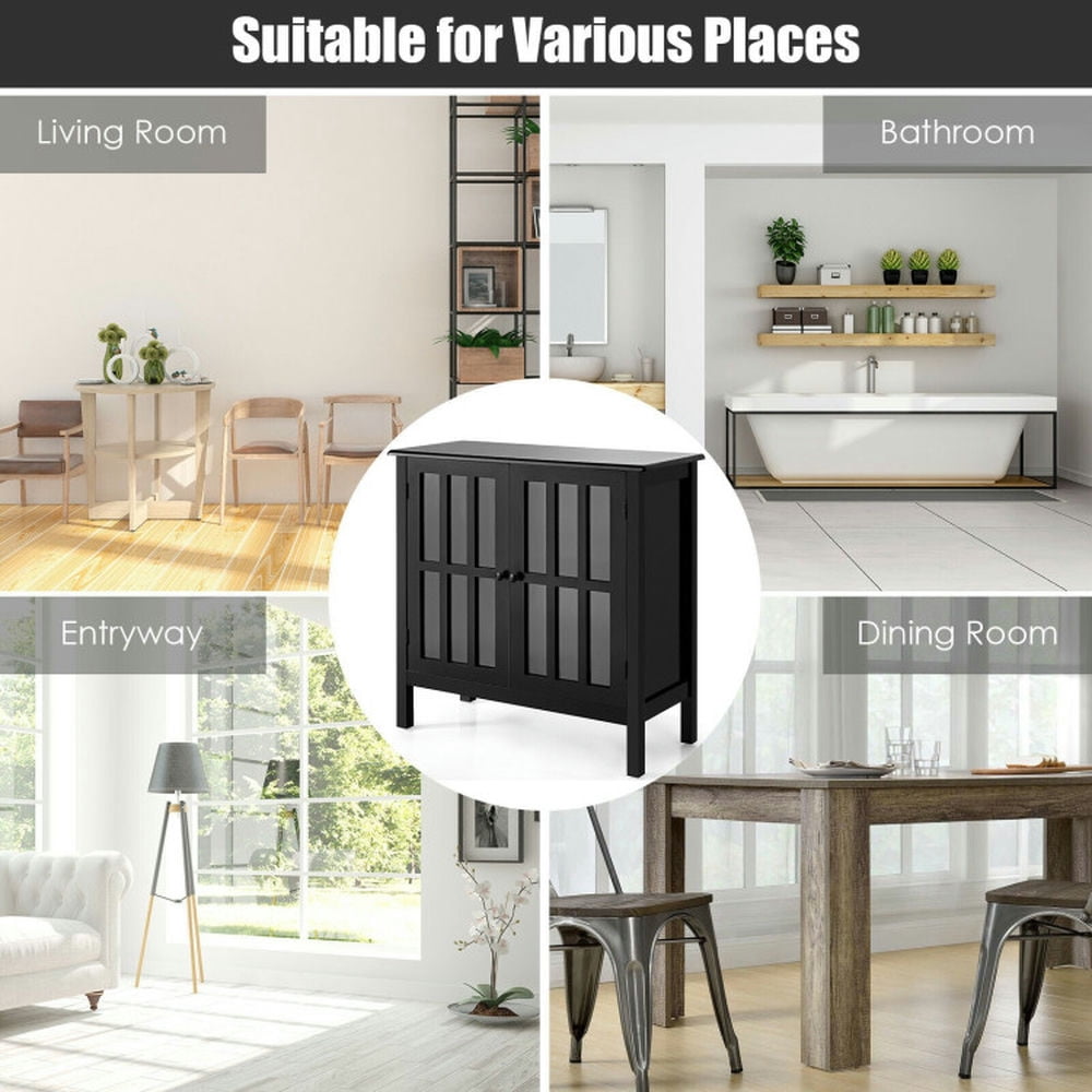 Finihen Kitchen Storage Cabinet, Buffet Sideboard, Glass Door Sideboard Console Storage Buffet Cabinet, for Dining Room, Kitchen, Living Room, Black Finihen Kitchen Storage Cabinet, Buffet Sideboard, Glass Door Sideboard Console Storage Buffet Cabinet, for Dining Room, Kitchen, Living Room, Black