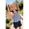 thumbnail image 2 of Aideaone Toddler Girls Summer Outfit 2 Piece Ruffle Sleeveless Shirts Tops Shorts Set Clothes for Baby Girl Sizes 2T-5T, 2 of 5
