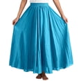 thumbnail image 5 of BUWTTER Skirts for Women Flowy Maxi Daily Wear A Line Ruffle Comfortable Elastic Waist Loose Long Blue Skirt 85CM, 5 of 7