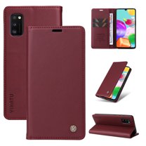 Allytech For iPhone 13 6.1 inch Slim Wallet Case,Luxury Solid Color PU Leather Magnetic Closure Flip Folio Kickstand Card Slots Soft TPU 360 Protection Shockproof Cover.For iPhone 13,Winered