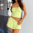 thumbnail image 6 of RMGVDSD Elegant Two Piece Set For Women Sleeveless Strapless Top With Pleated High Low Double Layer Skirt Outfit Women Beach 2 Piece Outfits, 6 of 9