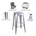thumbnail image 3 of Leejay 30 inch Backless Counter Height Metal Stool Silver, Set of 3, 3 of 5