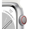 thumbnail image 3 of Restored Apple Watch Series 8 41mm (GPS + Cellular) Silver Aluminum w/ ML White Sport Band (Refurbished), 3 of 3