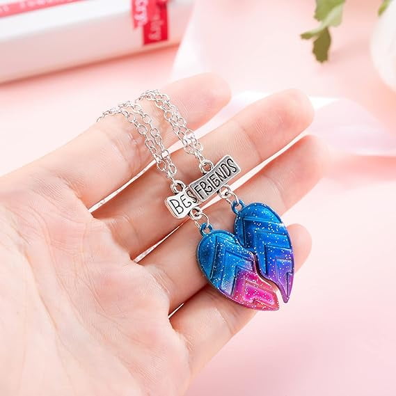 2pcs Rainbow Friendship Bracelets with Engraving Best Friends Pendants for Women Kids Adjustable Heart Love Ladies Bracelet Gifts for BFF Couple Best Friend Birthday Walmart