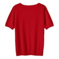 thumbnail image 5 of Nisorays Women Short Sleeve Sweater Summer V Neck Dressy Casual Soft Knit Pullover Tops Trendy Red L, 5 of 5
