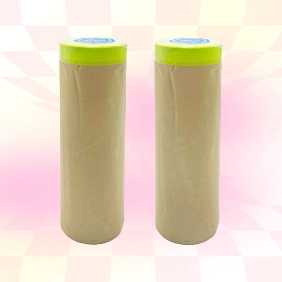 YUNLEISHOP Masking Paper with Painter Tape, 2 Rolls 11.8 inch Paint Protection Film Roll for Automotive Painting