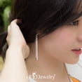 thumbnail image 2 of 555Jewelry Stainless Steel Large Drop Rectangle Dangle Hoop Statement Earrings for Women, Silver, 2 of 7