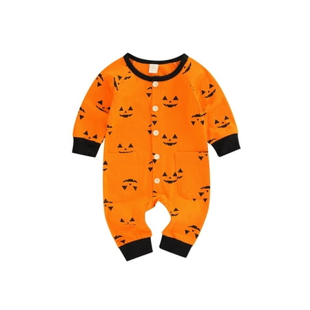 

Bagilaanoe Newborn Baby Girl Boy Halloween Jumpsuit Cartoon Print Long Sleeve Bodysuit 3M 6M 9M 12M 18M Infant One Piece Romper