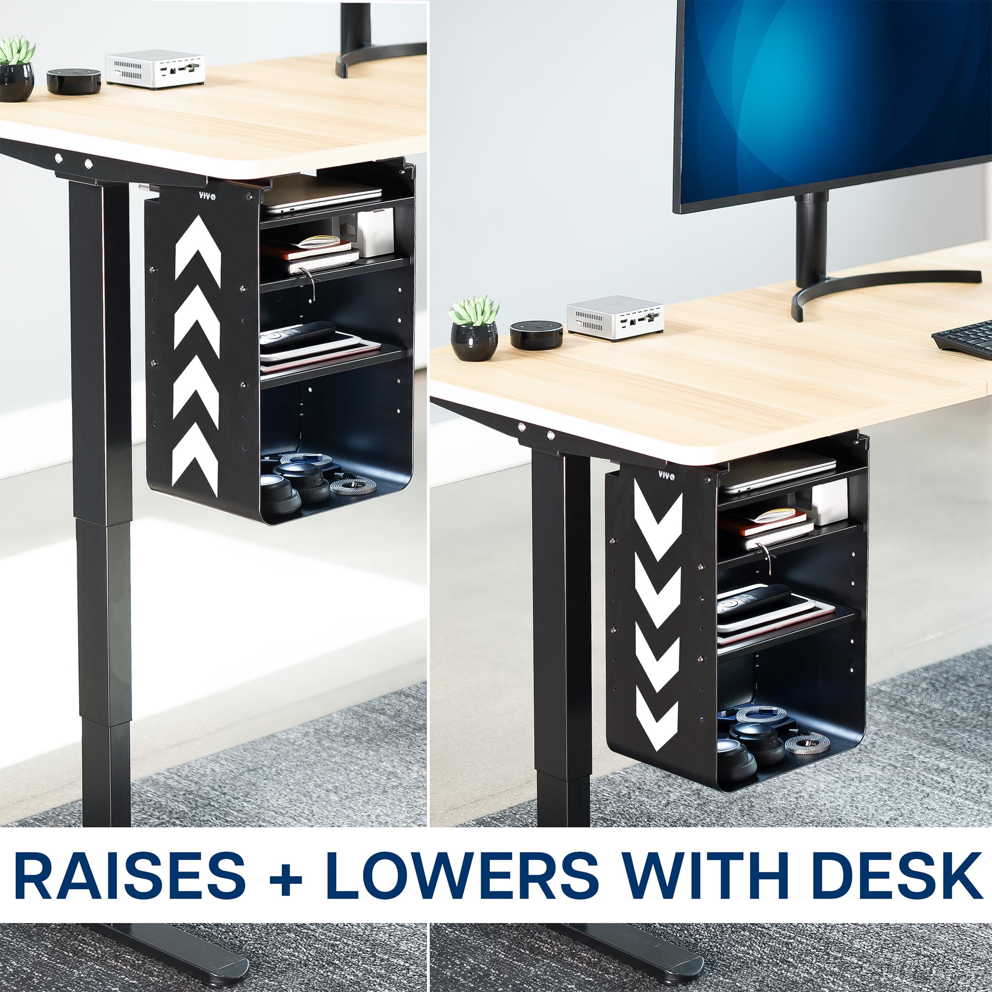 VIVO Black Under Desk Mounted Storage Cabinet