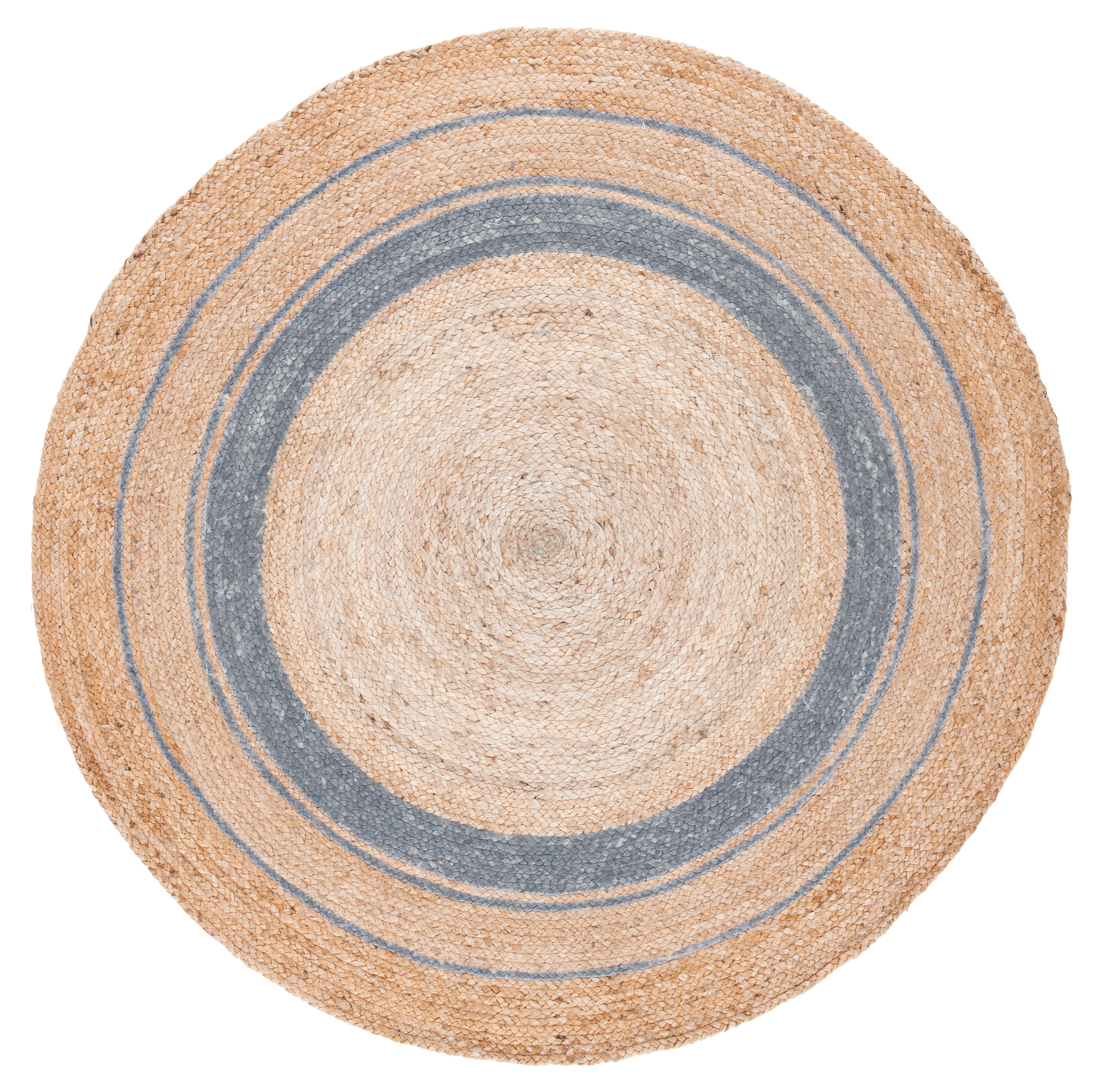Safavieh Natural Fiber Konnor Striped Area Rug, Silver/Natural, 4' x 4' Round