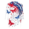 thumbnail image 4 of Xdegoge 4th Of July Tops for Women Patriotic Shirts USA American Flag Tropical Floral Print V Neck Three Quarter Sleeve Casual Loose Fit Summer Holiday Graphic Tees, 4 of 7