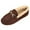Brown, variant on Fuzzy Loafers for Women Winter Warm Flat Shoes Fashion Metal Chain Suede Round Toe Comfortable Soft Sole Nonslip Walking Shoes Brown Size 6.5