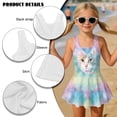 thumbnail image 6 of Xixirimido Cat Colorful Tie-dye Print Girls Swimsuits One Piece Sleeveless Swimwear with Skirt Modest Bathing Suit with Built-in Shorts Beach Vacation Swim Dress, 5-6 Years, 6 of 7