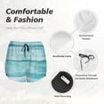 thumbnail image 4 of Gukieu Teal Turquoise Wood Print Women's Sports Shorts with Drawstring Elastic Waistband for Running, Yoga, Fitness-XX-Large, 4 of 7