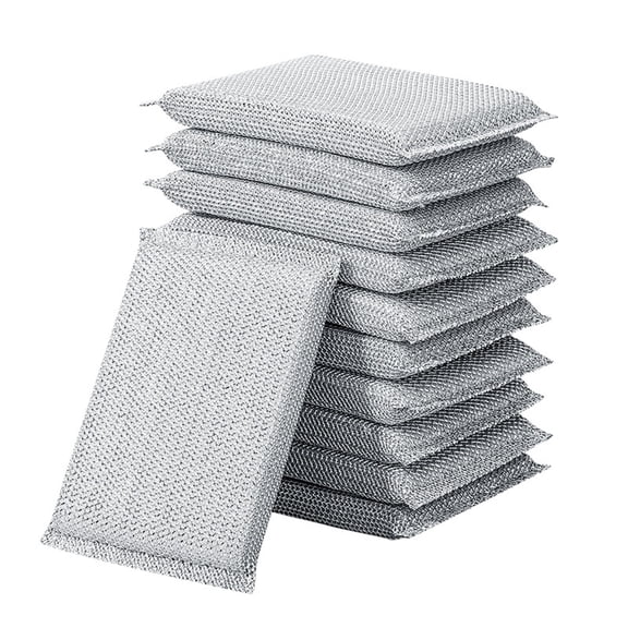 6 Pcs Non Scratch Scrub Sponges, Multi-Purpose Dish Sponges Pads for Kitchen, Heavy Duty Scrubbing Dish Scouring Scrubbers for Efficiently Cleaning Dishes, Pots, Sink, Stove and Pans,Silver