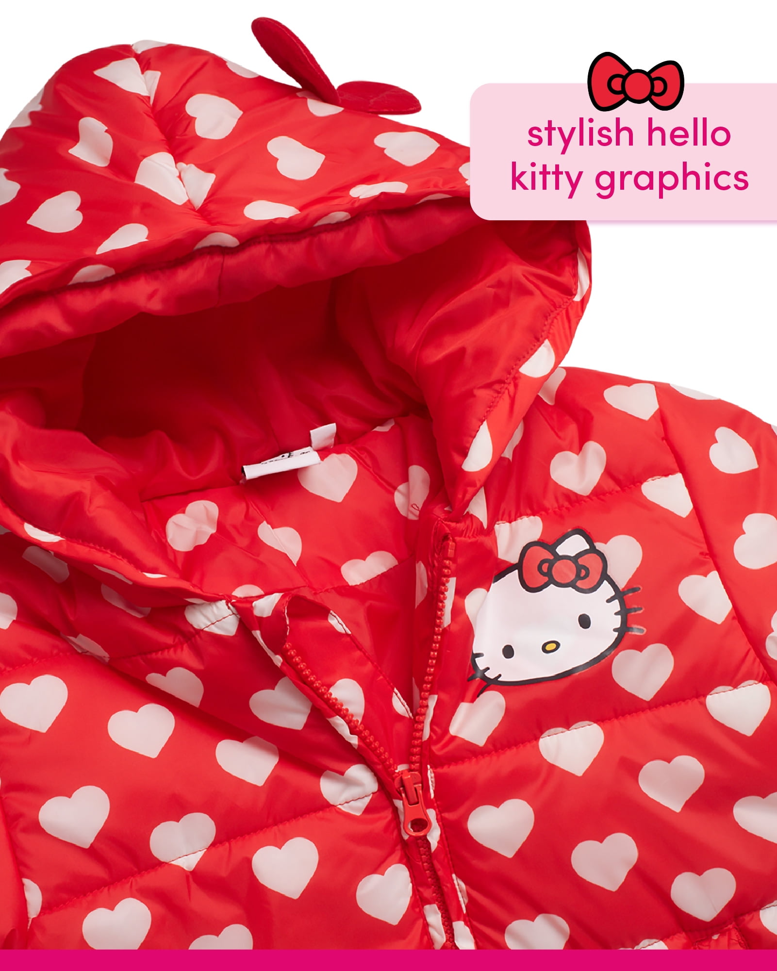 Hello Kitty Little Girls' Ski Set - 2 Piece Ski Jacket and Snow Bib Pants Set for Girls (3T-7)