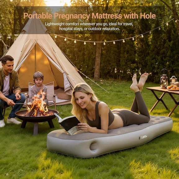 Inflatable Pregnancy Pillow with Belly &  Hole for Stomach Sleepers, Maternity Airbed Pool Float for Tummy Massage