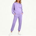 thumbnail image 4 of Womens Sweatsuits 2 Piece Set Fashion Clothing Winter Oversized Long Sleeve Hoodie Sweatpants Fall Tracksuits Purple M, 4 of 7