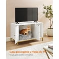 thumbnail image 2 of Feandrea Mueble Arenero, Mueble de Caja Arenero para Gatos,con Alfombrilla Rascadora, Patas Altas, 80 x 50 x 55 cm, Blanco y Dorado, 2 of 6