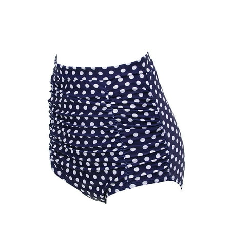 Navy Dot - Unique Vintage Monroe High Waist Swim Bottoms Navy with Dot