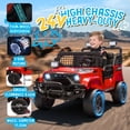 thumbnail image 4 of 24V Ride on Toys for Big Kids, 2 Seater Ride On Car with Remote Control, Ride on Truck w/ 4-Wheeler Suspension, LED Headlights, Battery Indicator, Bluetooth, 3 Speed, Electric Car for Ages 3-8, Red, 4 of 7