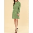 thumbnail image 6 of MODA NOVA Junior's Roll up Sleeves Multi-Pocket Belted Shirt Dress, 6 of 7