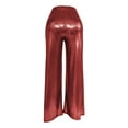 thumbnail image 7 of RYRJJ Women's Shiny Pants Casual Straight Wide Leg High Waist Loose Casual Pants Jogging Dance Stage Nightclub Dressy Pants(Red,S), 7 of 7