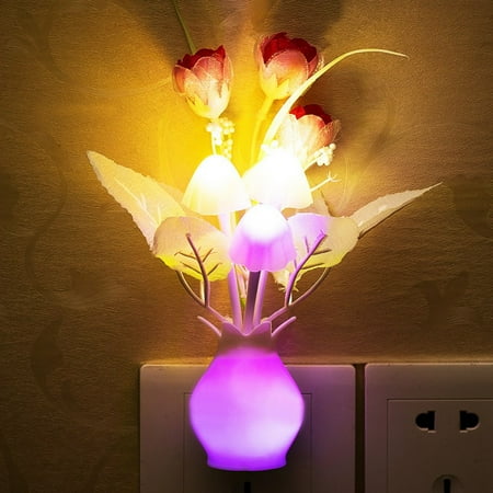 

Sensor Led Night Light Multiple Colors Changing Plug-in LED Mushroom & Lotus Dream Bed Lamp