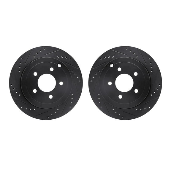 Dynamic Friction Company Front Brake Rotors-Drilled and Slotted-Black 8002-54163