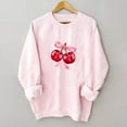 thumbnail image 4 of hxobax Pink Sweatshirt for Womens Fleece Pullover Tops Cute Cherry Bow Sweatshirts Jumper for Teens, 4 of 7