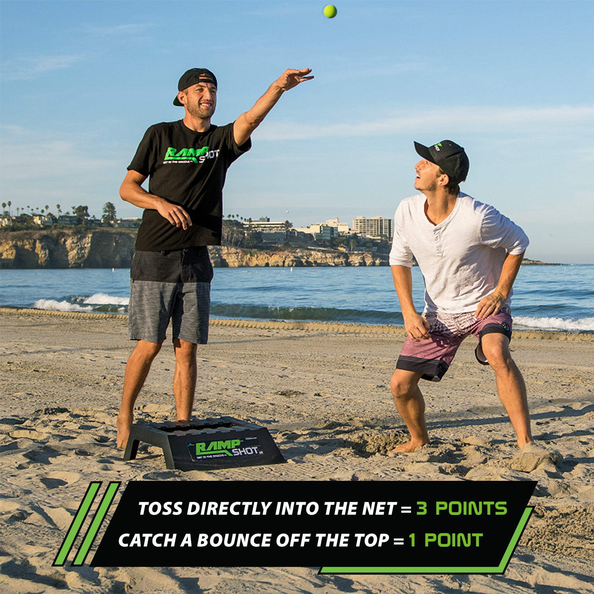 RampShot Toss Game - Game for The Backyard, Beach, Park, Indoors - Portable and Easy to Carry includes 4 Balls, Stickers and Rule Book
