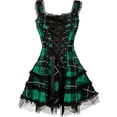 thumbnail image 4 of Minivestido gótico Bandage a cuadros para mujer, vestidos de corte en A con adorno de encaje estético Grunge, minivestido Punk ceñido al cuerpo, ropa de fiesta Sexy-AM, 4 of 4