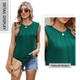 thumbnail image 3 of TEMOFON Tank Tops for Women Loose Fit Summer Scoop Neck Tanks Casual Long Muscle Tank Women with Pleats Green Sleeveless Basic Tunic Tops XL, 3 of 6