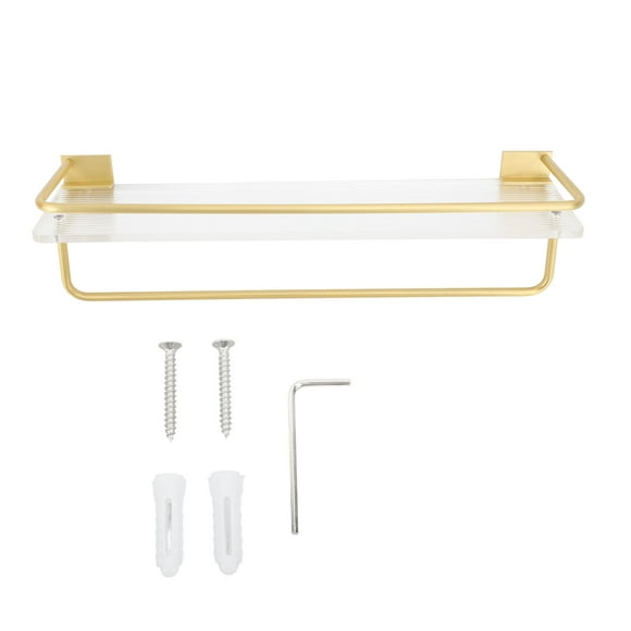 ZOUSSIQI 30cm Shower Caddy Wall Mount Organizer with Towel Hanger Easy Install Aluminum Rod Large Capacity Shower Rack for Bathroom Gold JU316-11892