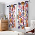 thumbnail image 2 of Yayeee Window Curtains Light Filtering 63"x52" Grommet Panel Pair Home Living Room Decor, Colorful Flowers Pattern, 2 of 7
