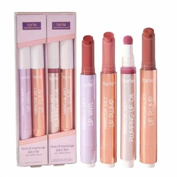 Tarte Limited Edition Best of Maracuja Juicy Lip 4PC Set - Lip Vinyl, Lip Oil, 2 Lip Plumps, High Shine, Hydration & Plumping Gift Set