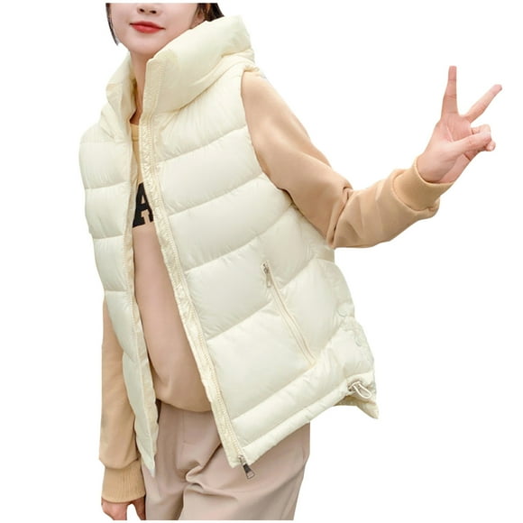 Besolor Women's Winter Puffer Hooded Vest Jackets Lightweight Warm Sleeveless Zip up Padded Quilted Coats with Pockets