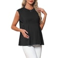 thumbnail image 4 of INSPIRE CHIC Womens Maternity Tank Tops Pleated Peplum Tunic Cap Sleeve Casual Shirt Dressy Sleeveless Pregnancy Blouses M Black, 4 of 6