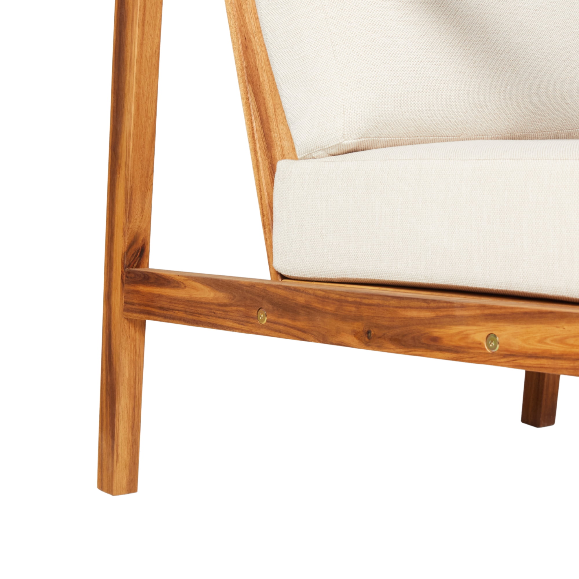 Walker Edison Modern Solid Acacia Wood Weather Resistant Curved Arm Outdoor Club Chair, Natural