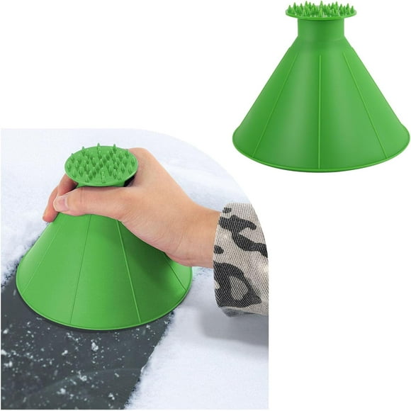 Yazoeia Magical Ice Scrapers for Car, Cone Shaped Auto Windshield Ice Scraper with Funnel to Remove Frost and Snow, Universal Vehicle Snow Removal Accessories for Winter (Green) CJC912-116008
