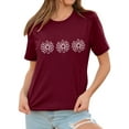 thumbnail image 3 of Xuanfei Women Flower Graphic Printed Crew Neck Short Sleeve T-Shirt, 3 of 7