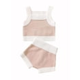thumbnail image 1 of Fortune 2Pcs Baby Girl Knit Outfits, Infant Contrast Color Ribbed Sling Tank Tops Shorts, 1 of 6