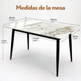 thumbnail image 3 of Mesa de Comedor Piedra Sinterizada para 4-6 Personas con Patas Metálicas Negras – Diseño Elegante y Resistente, 3 of 10